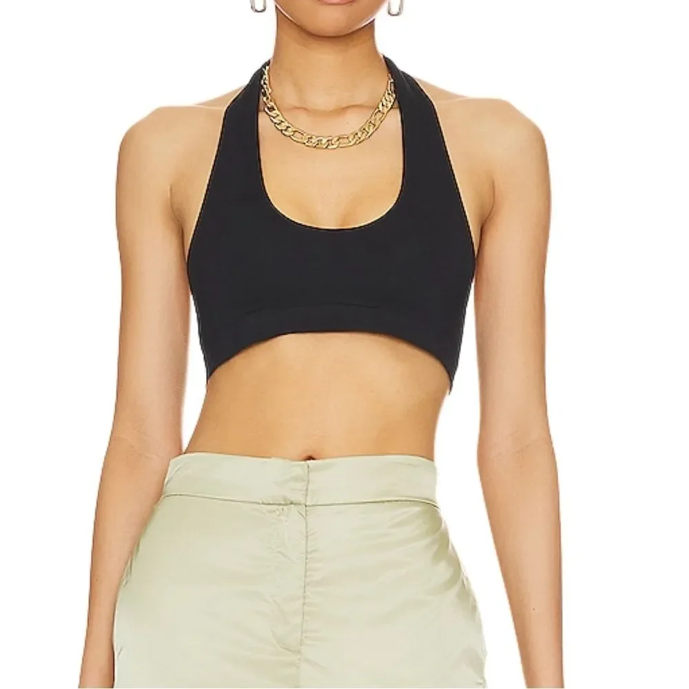 Free People Intimately Essential U Neck Halter in Black
